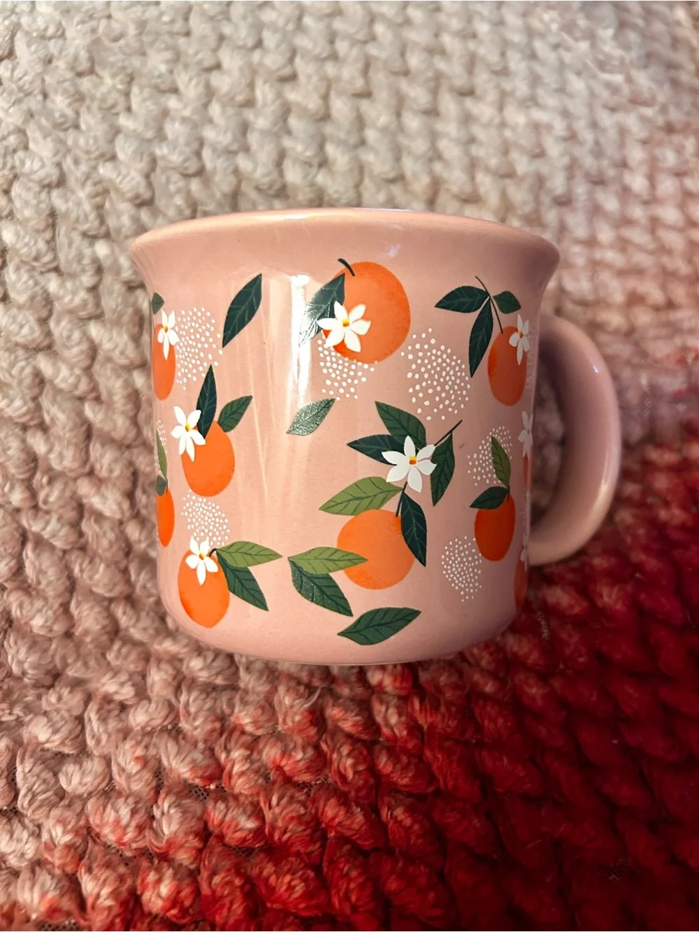 Target Pink Ceramic Mug with Orange Blossom Motif